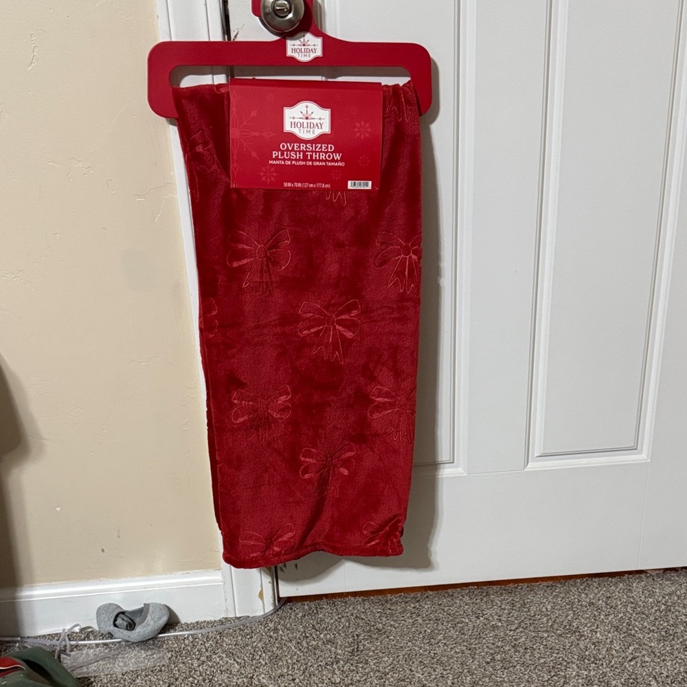 Holiday Time Red Plush Throw Blanket